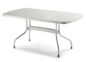 Olimpo rectangular, Garden table in aluminium and polypropylene, reclining top
