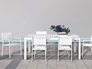 Plaza table, Rectangular aluminum table, outdoor use