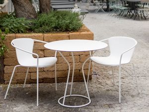 Solea round table, Outdoor table with metallic round base
