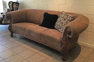 Queen, 3 seater sofa in genuine brown nubuck leather