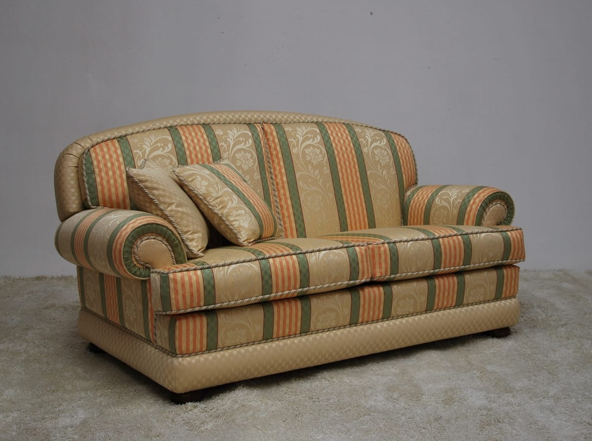 Classic Sofa With Striped Fabric