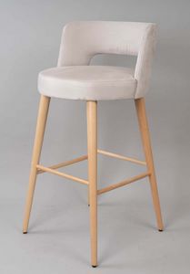 BS469B - Stool, Upholstered stool with upholstered back