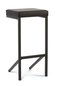 Cubo stackable, Stackable metal stool with upholstered seat