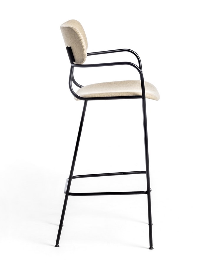 Kiyumi Fabric ST, Metal stool with armrests