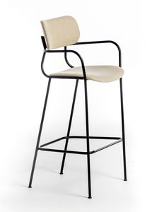 Kiyumi Fabric ST, Metal stool with armrests