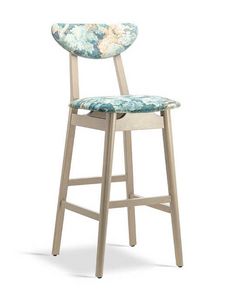 Moony SG, Wooden stool with padded seat and back
