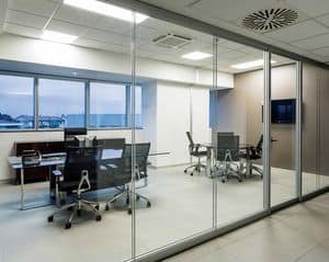 Silentbox, Partition walls, double glass, silk-screened, suitable for offices