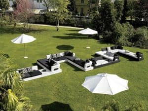 Domino, Modular outdoor sofa, woven withsynthetic fiber , for garden