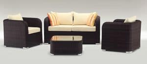 Nizza Set, Outdoor set with sofa, armchair and coffee table, twisted