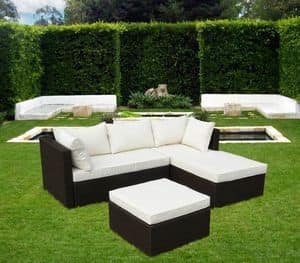Outer braided rattan living room Seattle - SS001RAT, Angular outdoor sofa, with comfortable cushions