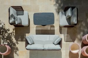 SAHARA, Outdoor sofa and armchairs with rope weaving