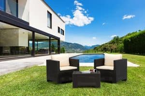 SET2PRAT, Poly rattan seats and coffee table for garden and outdoor bar
