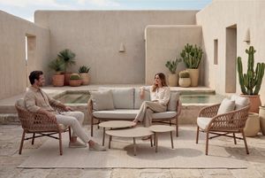 TROPICAL, Sofa and armchairs in aluminum and rope, for outdoors