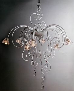 98419/P, Chandelier with white metal structure