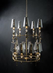 Art. 1052-12-00, Chandelier with crystal and brass decorations