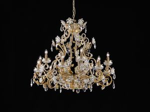 Art. 1455/12, Gold leaf chandelier with Asfour crystal