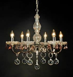 Art. 16350/6, Luxury chandelier with glass and crystal pendants