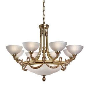 Art. 1741/8+4, Chandelier with frosted glass, for luxurious villas