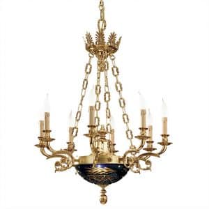 Art. 236/8+2, Chandelier, in faded gold and colored crystal