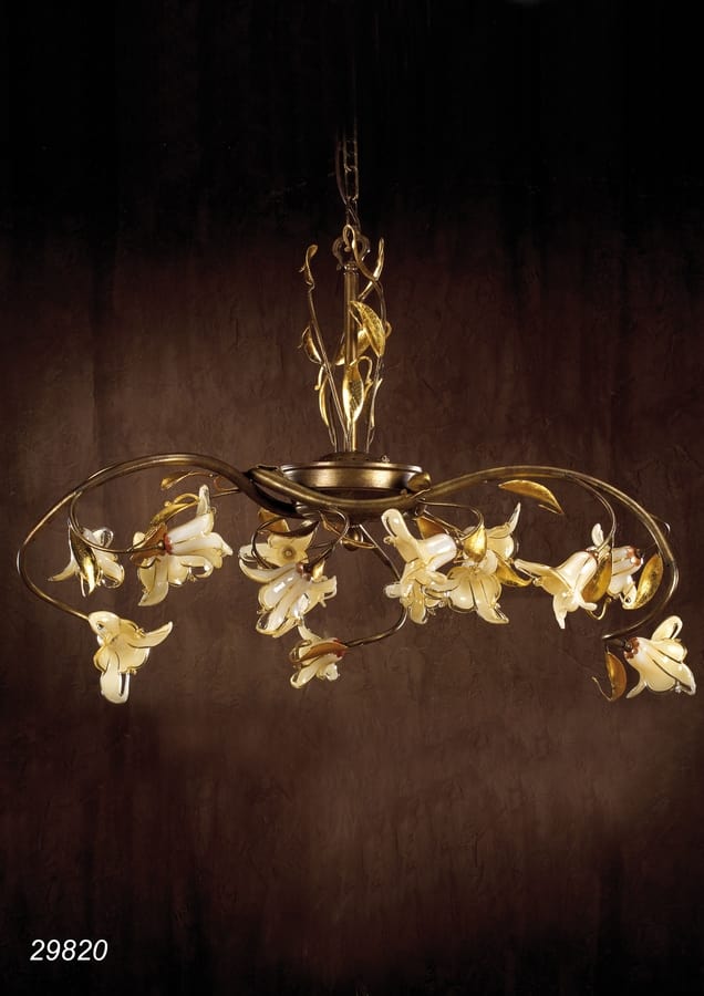 Art. 29820 Jolie, Chandelier made in brass and blown glasses