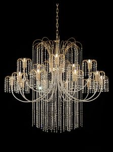 Art. 405/10+5, 15-light chandelier with crystals and pendants
