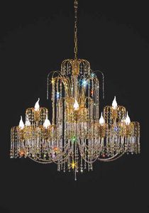 Art. 405/8+4, Elegant chandelier with golden metal and crystal details