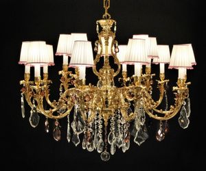 Art. 7951/10+5 Cp, Large crystal and brass chandelier