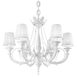 Art. 859/6, Lacquered chandelier with lampshades, for classic living rooms