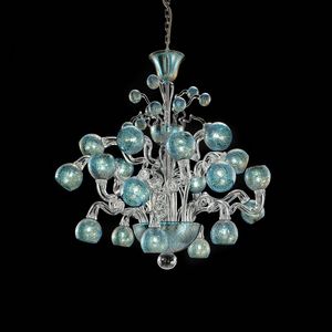 Art. VO 127/L/20, Crystal chandelier with aquamarine decorations