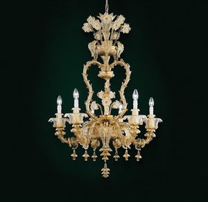 Art. VO 13/R/6, Rezzonico chandelier with 24Kt gold leaf decorations