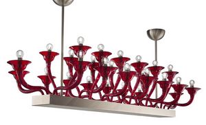 Art. VO 148/S/16+12, Red glass pendant lamp