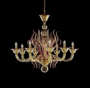 Art. VO 80/L/8, Dark amber glass chandelier
