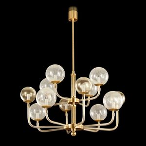 B&L-BD1025-8+4-KW, Chandelier with blown glass spheres