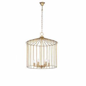 Cage Art. BB_CAG01_l_in, Chandelier with cylindrical cage shape in solid brass