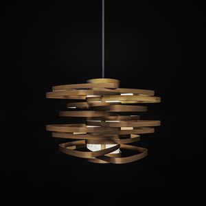 Calder, Chandelier with concentric circles in brass and glass diffuser