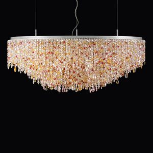 Circus SS4170E-120x80x55-N1-P, Oval suspension lamp in colored crystal