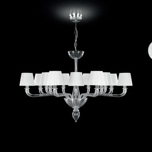 Coco LEP0371-7+7-CW, Chandelier with lampshades and staggered lights