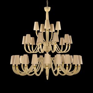 Dandy DP0354-20+10+5-VAW, Chandelier with lampshades in cotton, in Murano glass