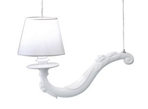 Dj-Vu SE627, Suspension lamp, in white ceramic and linen