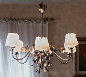 EDRA HL1009CH-6, Chandelier in forged iron and lampshades