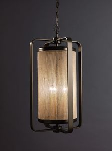 FASCE HL1087CH-3, Brass lantern with fabric lampshade