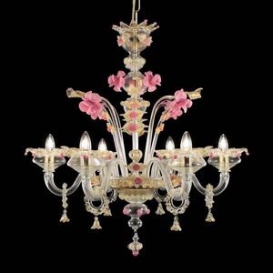 Fenix L0170-6-CKRZ, Crystal chandelier with pendants and floral decorations
