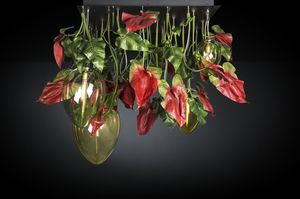 Flower Power Anthurium Red + Egg, Chandelier with artificial flowers
