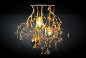 Flower Power Manzanita + Egg, Led chandelier, with branches and decorative eggs
