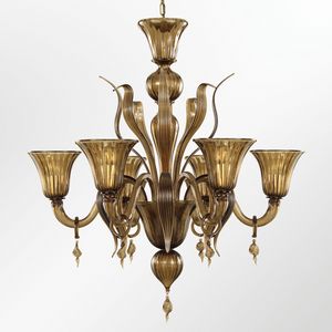 Fluage L0278-6-F2, Murano glass chandelier in smoky color