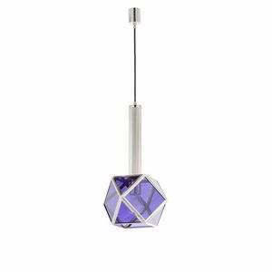 Geometria Amarcord Art. BR_L31, Suspension lamp with colored glass modeled in triangles and hexagons