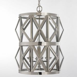 Geometria Art. BR_L157m, Chandelier with clean lines with brass and glass geometries