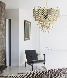 Groovy 463/10, Chandelier with geometric shapes and metal weaves