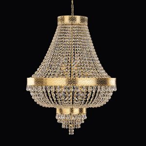 Impero SS5750-6080-K, Suspension lamp in polished gold and crystals