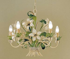 L.3545/5, Chandelier in glass and wrought iron